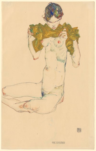 The Virgin [recto]; Untitled [Head Study, verso] by Egon Schiele