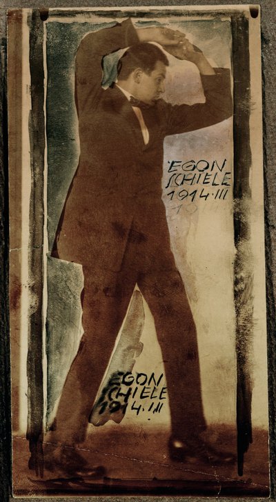 Egon Schiele with Raised Arms by Egon Schiele