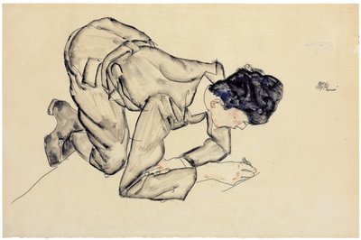 Erich Lederer Drawing on the Floor by Egon Schiele