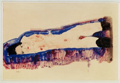 Reclining Nude with Black Stockings by Egon Schiele