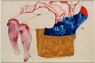 Reclining Girl with Violet Stockings by Egon Schiele