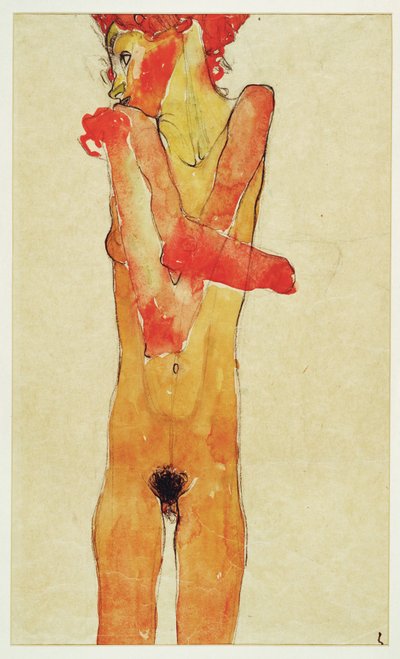 Nude Girl with Crossed Arms by Egon Schiele