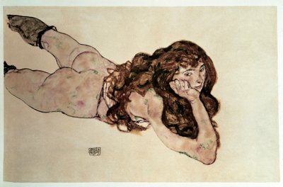 Naked Feminine with Flat Belly. Drawing by Egon Schiele by Egon Schiele
