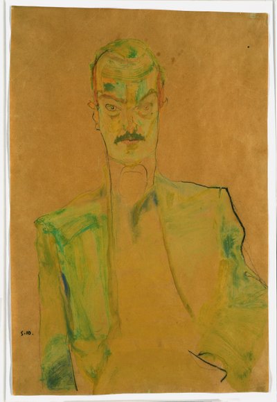 Nude on Coloured Fabric by Egon Schiele