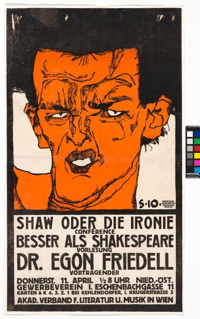 Poster "Shaw or the Irony" - Lecture by Egon Friedell by Egon Schiele