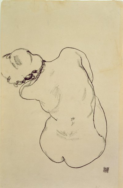 Reclining Nude - Back View, 1918 by Egon Schiele