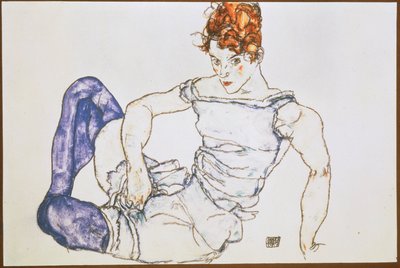 Seated Woman in Purple Stockings by Egon Schiele