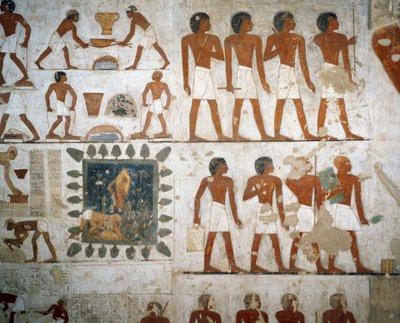Metal Processing and Brick Making (detail) by Egyptian 18th Dynasty