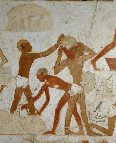 Workmen loading and carrying materials by Egyptian 18th Dynasty