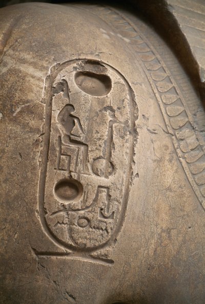 Cartouche on arm, engraving from Colossus of Ramesses II, Memphis by Egyptian 19th Dynasty