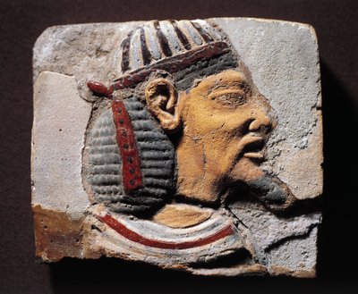 Fragment of Decoration, Majolica with Head of Syrian Semitic Prisoner by Egyptian 19th Dynasty