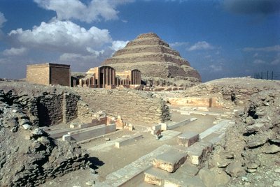 Complex of Djoser including the Step Pyramid and the entrance to the enclosure, Egyptian, Old Kingdom by Egyptian 3rd Dynasty