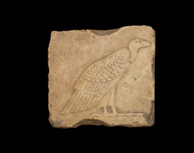 A Block with a Standing Vulture and an Owl in Low Relief by Egyptian Ptolemaic Period