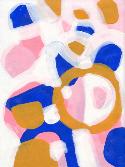 Blue Pink Gold Abstract by Ejaaz Haniff