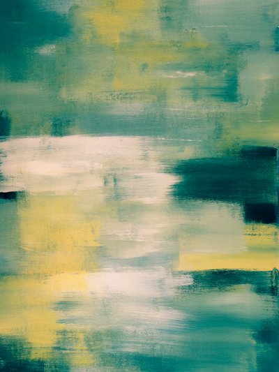Calming Teal Yellow Abstract by Ejaaz Haniff