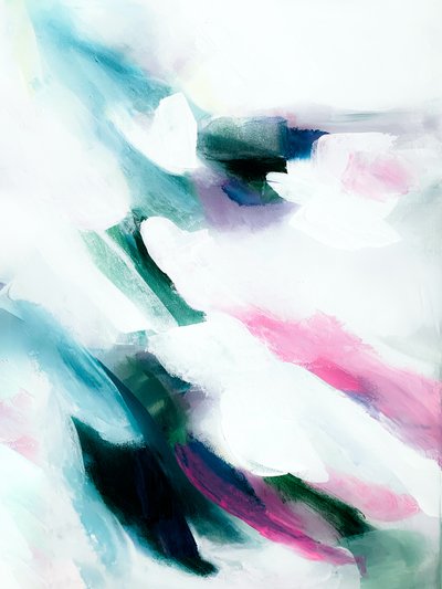 Flowing Teal Pink Abstract by Ejaaz Haniff