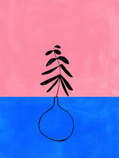 Pink Blue Botanical by Ejaaz Haniff