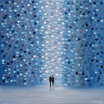 Couple Under Blue Lights by Ekaterina Ermilkina