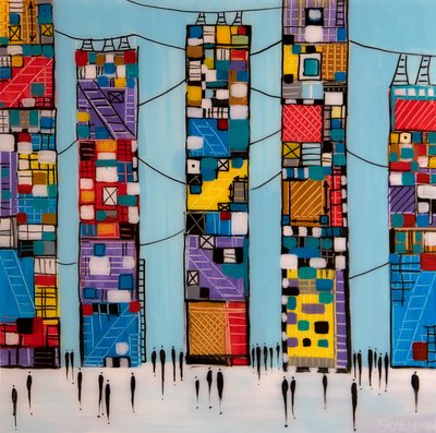 Vibrant Cityscape People by Ekaterina Ermilkina
