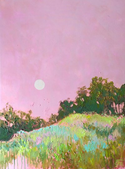 Dreamy Pink Green Hills by Ekaterina Prisich