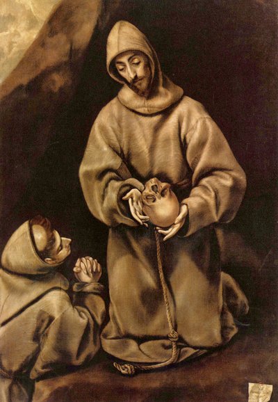 St Francis and Brother Leo Meditating on Death by El Greco