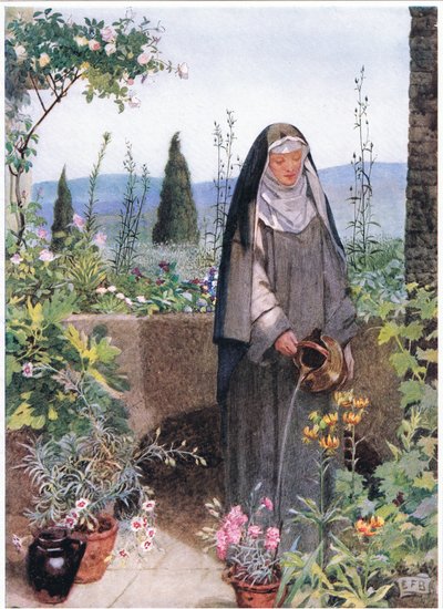 St Clare in the garden of the monastery she founded by Eleanor Fortescue Brickdale
