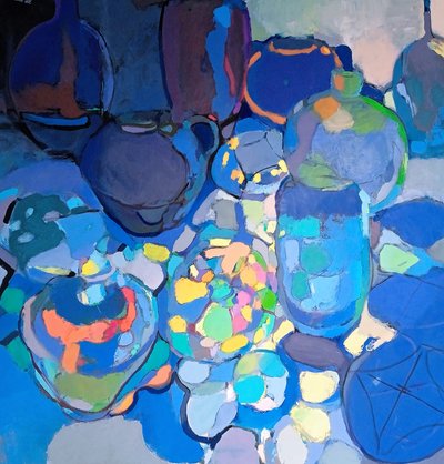 Vibrant Blue Still Life by Elena Shraibman