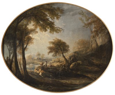 Landscape with Rustics and Cattle by Elias Martin