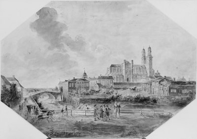 Uppsala Cathedral and the Waterfall by Elias Martin