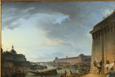 View of Paris from the Embankment beneath the Pont Neuf by Elias Martin