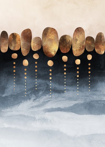 Golden Blue Abstract by Elisabeth Fredriksson