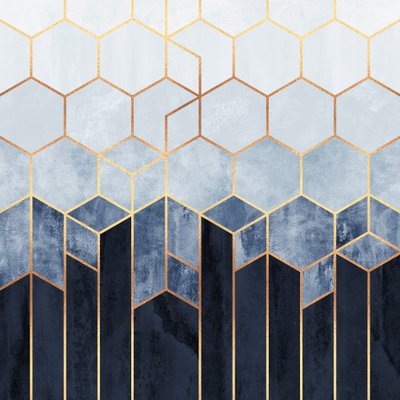 Golden Blue Hexagons by Elisabeth Fredriksson