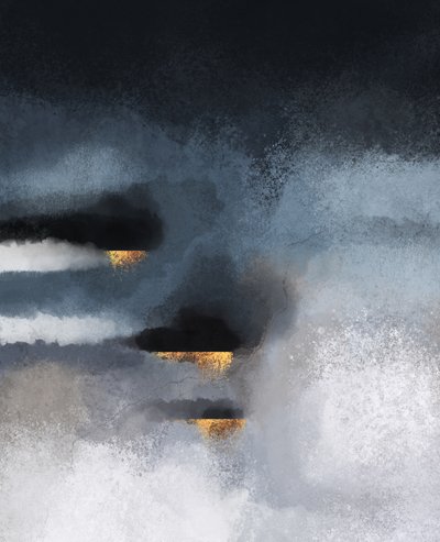 Golden Storm Abstract by Elisabeth Fredriksson