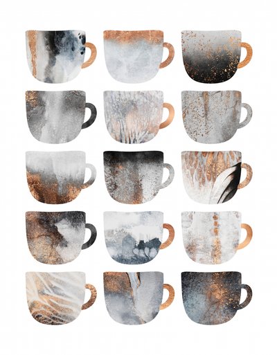 Metallic Abstract Mugs by Elisabeth Fredriksson