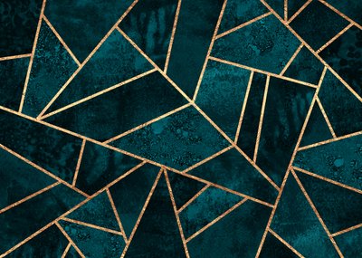 Teal Gold Geometric Mosaic by Elisabeth Fredriksson
