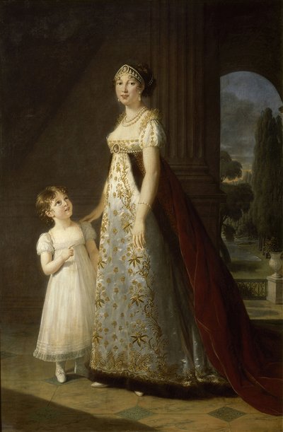 Portrait of Caroline Bonaparte 1782-1839, Queen of Naples and Sicily, with her daughter, Letizia, 1807 by Elisabeth Louise Vigee Lebrun