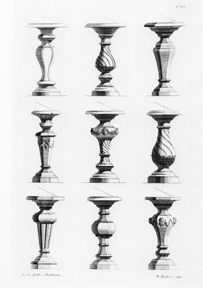 Pedestals, from A Book of Architecture, by James Gibbs, published 1739 by Elisha Kirkall