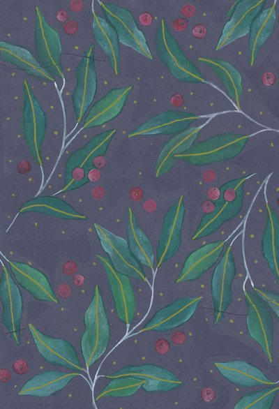 Green Leaves with Berries, 2017 by Elizabeth Rider