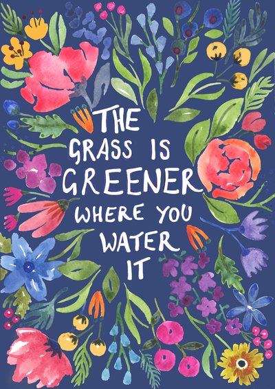 Greener Grass (Blue Background) by Elizabeth Rider