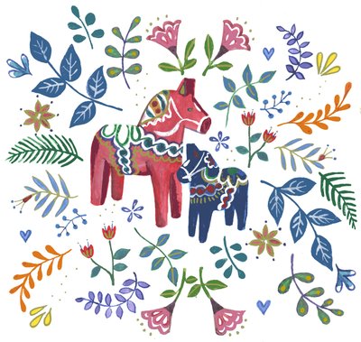 Swedish Dala Horse, 2018 by Elizabeth Rider