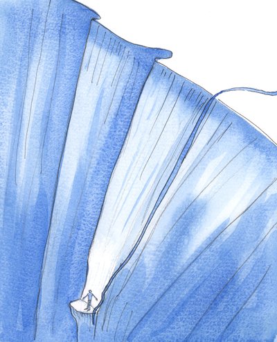 A person who is trapped in serious sin is like someone trapped on a small ledge by Elizabeth Wang