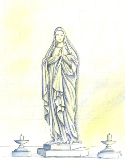A statue of the Blessed Virgin Mary by Elizabeth Wang