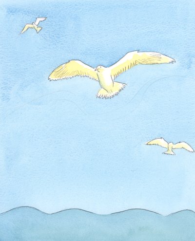 As a seagull soars effortlessly on high, resting on the winds as it gazes all around, so the soul can soar effortlessly in prayer, 2003 by Elizabeth Wang