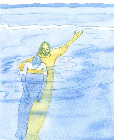 As we struggle with serious problems, determined to remain faithful to Christ, He is very close, holding in His arms each beloved friend, as a life-guard holds up an exhausted swimmer, 2003 by Elizabeth Wang