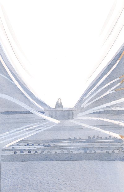 At Mass the offering is made by Christ, in light and splendour, amidst His silent and invisible company by Elizabeth Wang