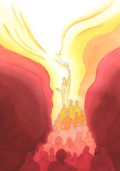 At every Mass we reach up and meet the Father through the Sacrifice of Christ our Head, bound together with each other and with Him, 2002 by Elizabeth Wang