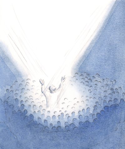 Christ is Present here with us at the Mass, truly human, from our midst offering His sublime Sacrifice on behalf of His brothers and sisters. by Elizabeth Wang
