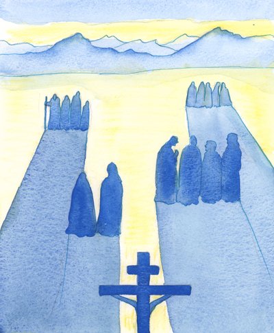 Christ saw, from the Cross, a crowd of onlookers: the puzzled, the curious, the hostile and the sympathetic by Elizabeth Wang