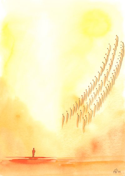 Every time we pray the "Holy, Holy, Holy Lord" we join our voices with the saints and Angels who offer the same praise in Heaven by Elizabeth Wang