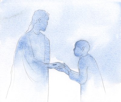 Holding His hand, side by side with Him, I must plead for the living and for the departed, holding His wounded hand by Elizabeth Wang